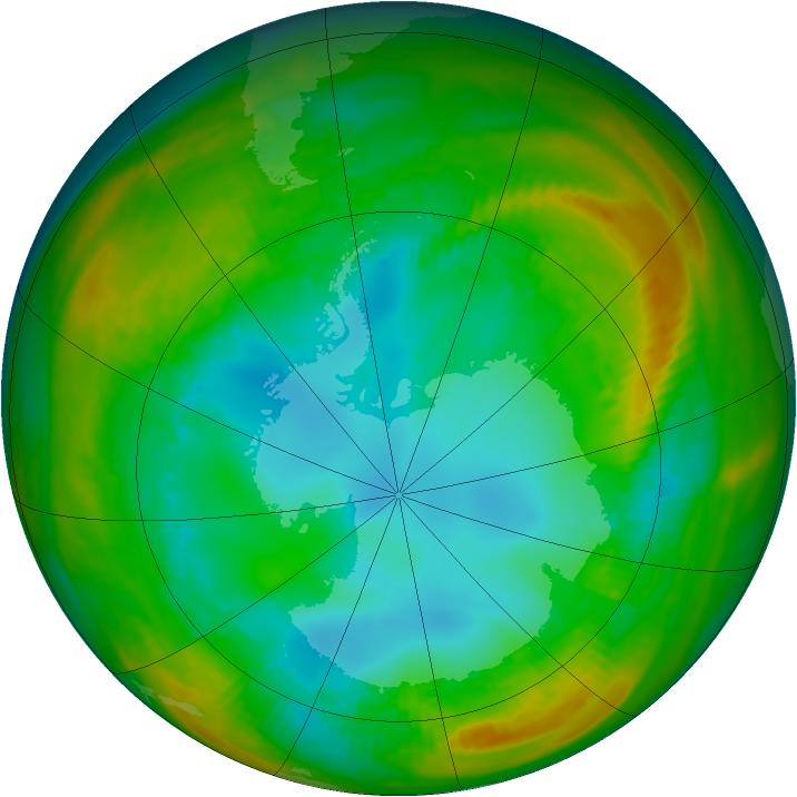 Antarctic ozone map for 30 July 1981